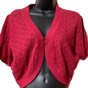 🌟SALE🌟🆕🌼LANE BRYANT Red Bolero Crochet Sweater🌼